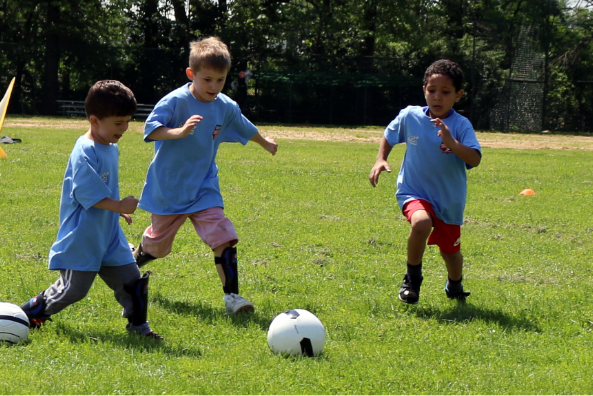 Children playing soccer